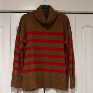 Banana Republic Brown and Red Striped Turtleneck Sweater